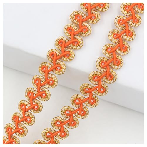 Hrlace 25 Yards 1.2cm Gimp Braid Trim Geflochtene Spitzenborte Tausendfüßler Verziertes Spitzenband Polyester Braid Trim für Kostüm Schmuck Kunsthandwerk Nähen Handwerk Home Dekoration Orange von Hrlace