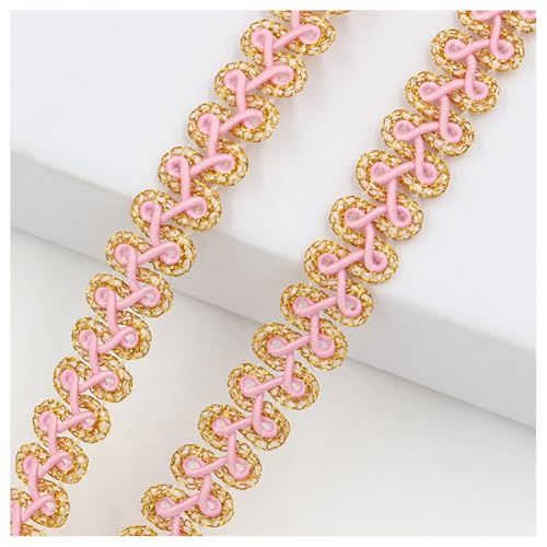 Hrlace 25 Yards 1.2cm Gimp Braid Trim Geflochtene Spitzenborte Tausendfüßler Verziertes Spitzenband Polyester Braid Trim für Kostüm Schmuck Kunsthandwerk Nähen Handwerk Home Dekoration Rosa von Hrlace