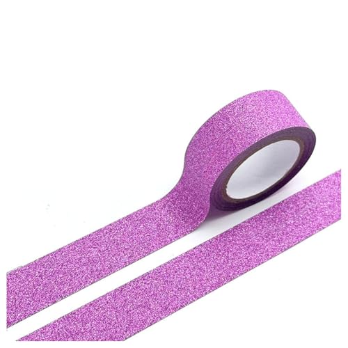 Hrlace 3 Rolle 15 m X 15mm Glitzer Klebeband Washi Glitzerband Folien-Abdeckbänder Dekorative Washi-Papierstift Klebebänder für DIY Scrapbook Basteln Geschenkverpackungen Journals Rosa Lila von Hrlace