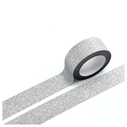 Hrlace 3 Rolle 15 m X 15mm Glitzer Klebeband Washi Glitzerband Folien-Abdeckbänder Dekorative Washi-Papierstift Klebebänder für DIY Scrapbook Basteln Geschenkverpackungen Journals Silber Hrlace 3 Rolle 15 m X 15mm Glitzer Klebeband Washi Glitzerband Folien-Abdeckbänder Dekorative Washi-Papierstift Klebebänder für DIY Scrapbook Basteln Geschenkverpackungen Journals Silber von Hrlace