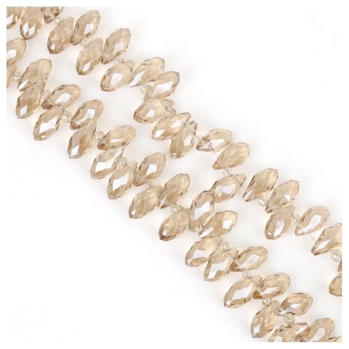 Hrlace 50 Stück Facettierte Perlen 6x12mm Glasperlen Glitzerperlen in Tropfenform Bunte-Perlen Kristallperlen für DIY Schmuck Armbänder Halsketten Ohrringe Herstellung Basteln Champagner von Hrlace