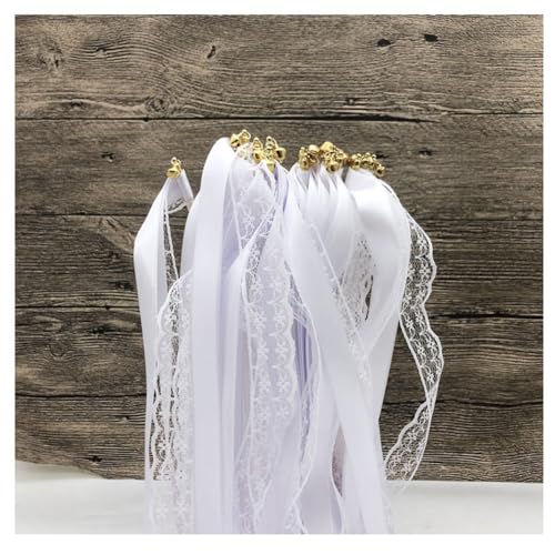 Hrlace 50 Stück Weiß Wedding Wands Ribbon Zauberstäbe Hochzeit Luftschlangen mit Glocken Ribbon Fairy Stick Spitzenfeenstab Seidenfeenstab für Hochzeit Baby Shower Geburtstag Party Weiß 2# 50 Stück Hrlace 50 Stück Weiß Wedding Wands Ribbon Zauberstäbe Hochzeit Luftschlangen mit Glocken Ribbon Fairy Stick Spitzenfeenstab Seidenfeenstab für Hochzeit Baby Shower Geburtstag Party Weiß 2# 50 Stück von Hrlace