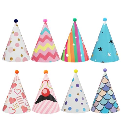 Hrlace 8 Stück Partyhüte Set Geburtstagshüte Kindergeburtstags Partyhütchen Geburtstag Kegel Hüte Party Supplies Hütchen Geburtstag-Dekoration für Familienfeiern Kinder und Erwachsene Hrlace 8 Stück Partyhüte Set Geburtstagshüte Kindergeburtstags Partyhütchen Geburtstag Kegel Hüte Party Supplies Hütchen Geburtstag-Dekoration für Familienfeiern Kinder und Erwachsene von Hrlace