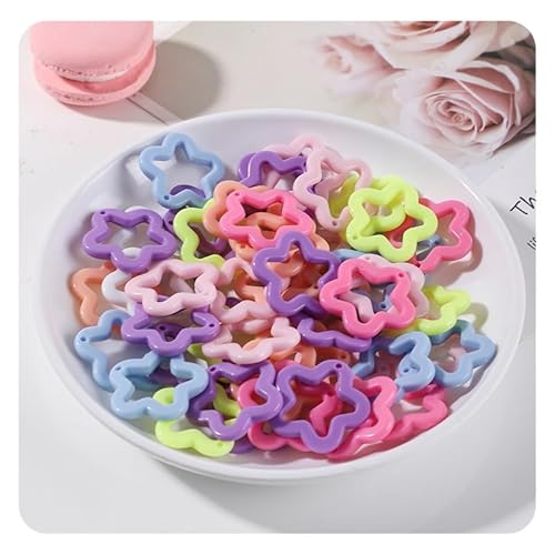 Hrlace Acryl Hohlstern Anhänger DIY Stern Anhänger Ohrringe mit Loch Bunte Pentacle Shaped Key Chain Schmuck Liefert Stern-Charms für DIY Schmuckherstellung Halskette Ohrringe Mix 50 Stück von Hrlace