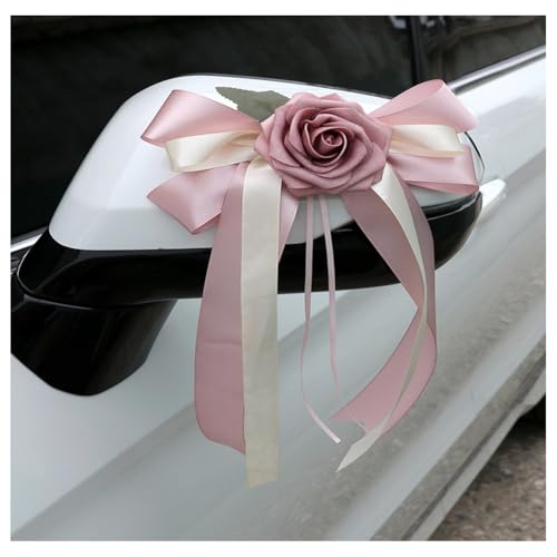 Hrlace Autoschleifen Hochzeit Autoschmuck Simulation Blume Hochzeitsauto Deko Auto Schleifen Rückspiegel Türgriff Dekoration Hochzeitsdeko Auto Künstliche Blume Autoschmuck #1 6 Stück von Hrlace