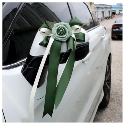 Hrlace Autoschleifen Hochzeit Autoschmuck Simulation Blume Hochzeitsauto Deko Auto Schleifen Rückspiegel Türgriff Dekoration Hochzeitsdeko Auto Künstliche Blume Autoschmuck #2 10 Stück von Hrlace