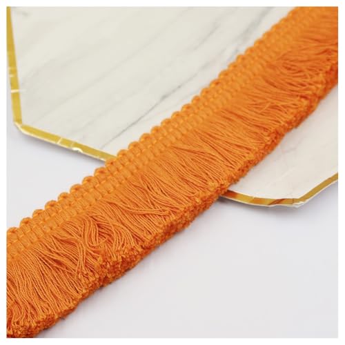 Hrlace Baumwolle Spitzenband 3.8cm Fransenbesatz Spitzenbesatz Bänder Fransenborte Quastenborte für Kleidung Vorhang Nähen Bastelzubehör Tischdecke Kissendeko Wohnaccessoires Orange 5m von Hrlace