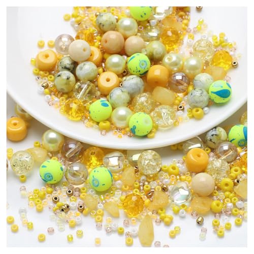 Hrlace Bunt Glasperlen Set 8mm Rund Kristall Perlen mit Loch Perlen zum Auffädeln Perlenset Bastelperlen für DIY Armbänder, Halskette, Ringe, Ohrringe und Schmuckherstellung Gelb Hrlace Bunt Glasperlen Set 8mm Rund Kristall Perlen mit Loch Perlen zum Auffädeln Perlenset Bastelperlen für DIY Armbänder, Halskette, Ringe, Ohrringe und Schmuckherstellung Gelb von Hrlace