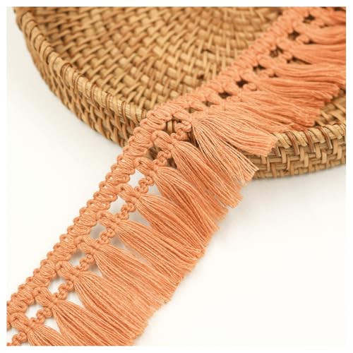 Hrlace Fransen Quastenband 5 cm Fransenborte Polyesterfaser Spitzenband Vorhangborte Quastenborte Band zum Nähen Quilten Kleidung Kostüme Kissendeko Heimwerken Heimdekoration Orange 5m von Hrlace