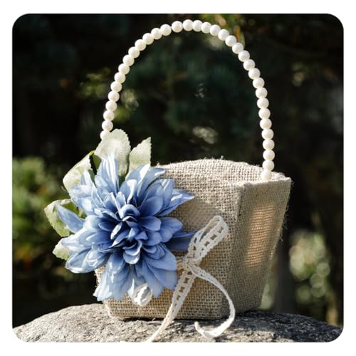 Hrlace Hochzeit Blumenkinderkörbchen Sackleinen Biedermeierkorb mit Schleife Streukörbchen Hochzeit Vintage Jute-Korb Blumenkorb Rustikal für Hochzeit, Zeremonie, Party, 2 Stück Blau Hrlace Hochzeit Blumenkinderkörbchen Sackleinen Biedermeierkorb mit Schleife Streukörbchen Hochzeit Vintage Jute-Korb Blumenkorb Rustikal für Hochzeit, Zeremonie, Party, 2 Stück Blau von Hrlace