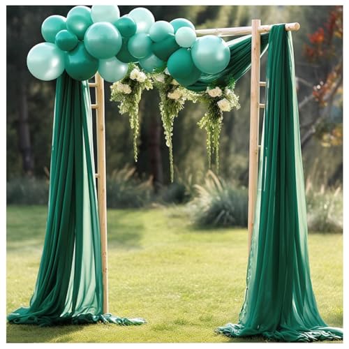 Hrlace Hochzeitsbogen Vorhang Chiffon Hochzeit Vorhänge Tüll Foto Hintergrund Romantisch Querbehang Transparente Tülldekostoff Gardinen Deko für Hochzeit Geburtstag Weihnachten Dark Grün 50x570cm von Hrlace