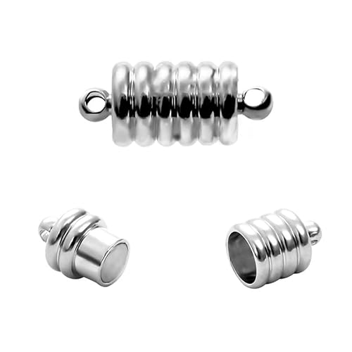 Hrlace Magnetverschlüsse Magnet Schmuck Verschlüsse Kettenverschluss Halskettenverschluss Schmuckverschluss Rund Magnetschließe für DIY Halskette Schmuck Making(Gold&Silber) 11# 2 Stück von Hrlace