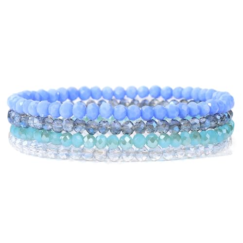 Hrlace Perlenarmband Glasperlen Armband 4 Stück Kristall Stretch-Armband Kristallperlen Heilstein Armband Glücksarmband Boho Bunt Stapelbare Modeschmuck, Muttertagsgeschenk für Frauen Stil 2 von Hrlace