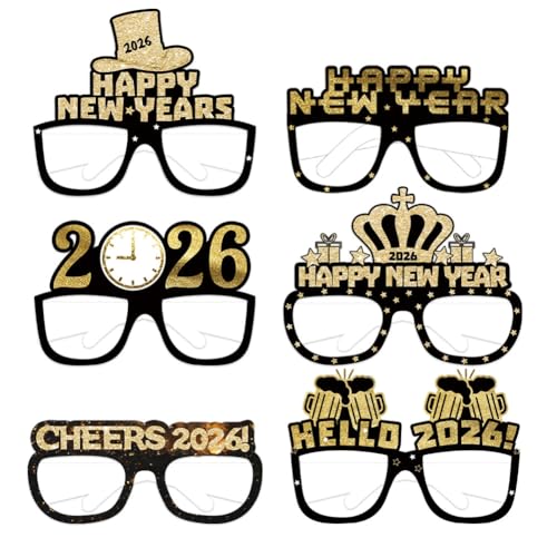 Hrlace Silvester Brille 2026 Frohes Neues Jahr Brillen Silvester Deko Schwarz Gold Happy New Year Partybrille Neujahr Deko-Brillen für Foto Requisiten Silvester-Party Dekoration Zubehör 24 Stück/Set Hrlace Silvester Brille 2026 Frohes Neues Jahr Brillen Silvester Deko Schwarz Gold Happy New Year Partybrille Neujahr Deko-Brillen für Foto Requisiten Silvester-Party Dekoration Zubehör 24 Stück/Set von Hrlace