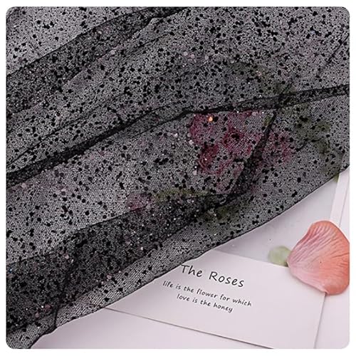 Hrlace Sparkly Stoff Fabrics Meterware Pailletten Stoffe Tüllstoff Netzstoff Glitzer Garn Dekostoff mit kleine Pailletten für DIY handgemachte Hochzeit Kleid Home Deko Schwarz 150cm * 1m Hrlace Sparkly Stoff Fabrics Meterware Pailletten Stoffe Tüllstoff Netzstoff Glitzer Garn Dekostoff mit kleine Pailletten für DIY handgemachte Hochzeit Kleid Home Deko Schwarz 150cm * 1m von Hrlace