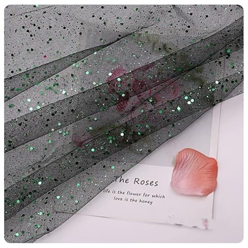 Hrlace Sparkly Stoff Fabrics Meterware Pailletten Stoffe Tüllstoff Netzstoff Glitzer Garn Dekostoff mit kleine Pailletten für DIY handgemachte Hochzeit Kleid Home Deko Schwarz Grün 150cm * 1m Hrlace Sparkly Stoff Fabrics Meterware Pailletten Stoffe Tüllstoff Netzstoff Glitzer Garn Dekostoff mit kleine Pailletten für DIY handgemachte Hochzeit Kleid Home Deko Schwarz Grün 150cm * 1m von Hrlace