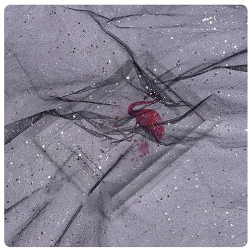 Hrlace Sparkly Stoff Fabrics Meterware Pailletten Stoffe Tüllstoff Netzstoff Glitzer Garn Dekostoff mit kleine Pailletten für DIY handgemachte Hochzeit Kleid Home Deko Schwarz Silber 150cm * 2m von Hrlace