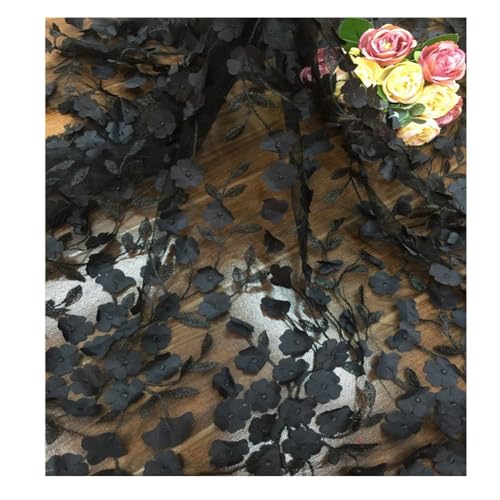Hrlace Tüll Stoff 130cm x 5 Yard 3D Blumen Bestickter Tüllstoff Transparenter Netzstoff zum Nähen Mode Spitzenstoff für DIY Basteln Hochzeitskleid Tüllröcken Kostümen Heimdekoration Schwarz Hrlace Tüll Stoff 130cm x 5 Yard 3D Blumen Bestickter Tüllstoff Transparenter Netzstoff zum Nähen Mode Spitzenstoff für DIY Basteln Hochzeitskleid Tüllröcken Kostümen Heimdekoration Schwarz von Hrlace