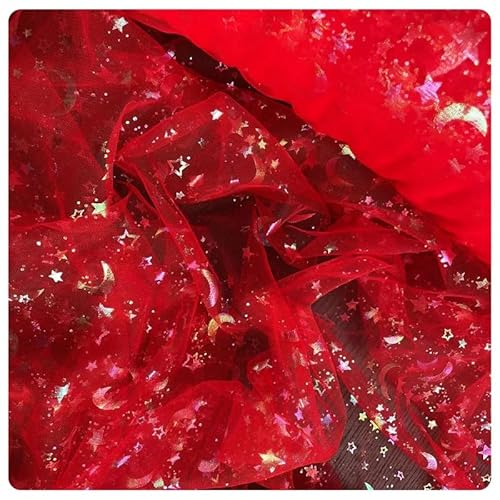 Hrlace Tüll Stoff mit Stern Mond Pailletten Glitzer Tüllstoff Regenbogen Tulle Dekostoff Tüllband Organza Stoffe für Hochzeit DIY Headwear Handwerk Geschenk Wrap Tutu Rock Rot 100cm * 1m Hrlace Tüll Stoff mit Stern Mond Pailletten Glitzer Tüllstoff Regenbogen Tulle Dekostoff Tüllband Organza Stoffe für Hochzeit DIY Headwear Handwerk Geschenk Wrap Tutu Rock Rot 100cm * 1m von Hrlace