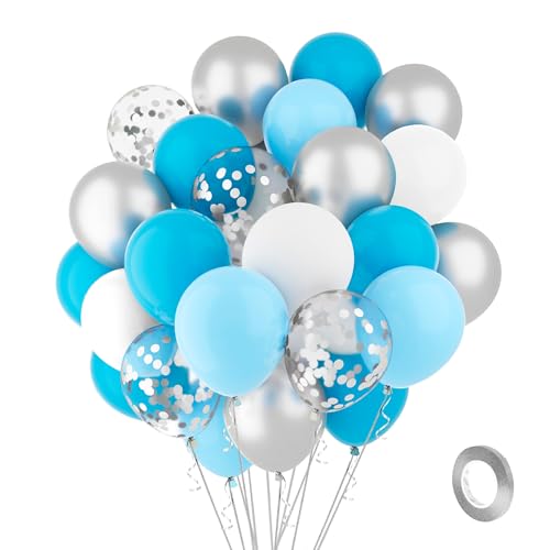 Luftballons Blau Weiß Silber Ballons 60 Stück 30cm Macaron Blau Metallic Silberne Konfetti Latex Ballons 1 Rollen Silber Band Luftballon Girlande Luftballons Geburtstag Taufe Babyparty Deko Junge Luftballons Blau Weiß Silber Ballons 60 Stück 30cm Macaron Blau Metallic Silberne Konfetti Latex Ballons 1 Rollen Silber Band Luftballon Girlande Luftballons Geburtstag Taufe Babyparty Deko Junge von Hroanc