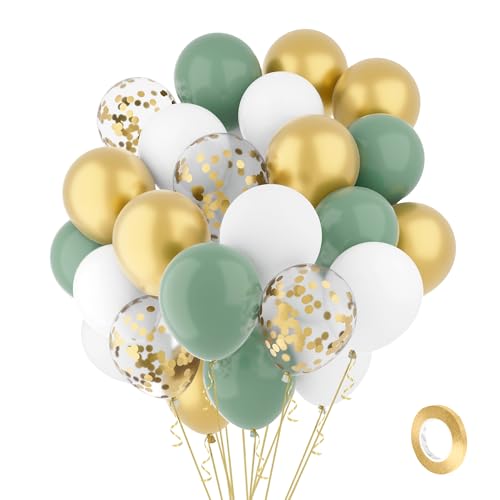 Luftballons Grün Gold Weiß Ballons 60 Stück 30cm Salbeigrün Goldene Konfetti Latex Ballons 1 Rollen Goldene Band Luftballon Girlande Luftballons Geburtstag Graduation Taufe Valentinstag Babyparty Deko Luftballons Grün Gold Weiß Ballons 60 Stück 30cm Salbeigrün Goldene Konfetti Latex Ballons 1 Rollen Goldene Band Luftballon Girlande Luftballons Geburtstag Graduation Taufe Valentinstag Babyparty Deko von Hroanc