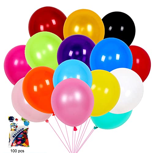 Hrobig Luftballons Bunt 100 Stück - Helium Ballons aus 100% Reiner NATURLATEX 10 Farben 25-27 cm, Bunte Luftballon Girlande für Kinder Geburtstag Oder Hochzeit Party Deko von Hrobig