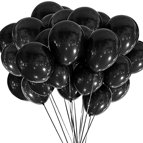 Hrobig Luftballons Schwarz - 100 Stück 30 cm / 12 zoll Premium Latex Ballons für Helium, Schwarz Luftballon Deko für Geburtstag Hochzeit Valentinstag Graduierung Kommunion Thema Party von Hrobig