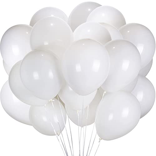 Hrobig Luftballons Weiß - 100 Stück 30 cm / 12 zoll - Premium Latex Helium Ballons Weiss für Geburtstag, Hochzeit, Babyparty, Halloween Oder Weihnachten party Deko von Hrobig