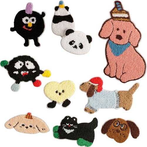 10 PCs Schöne Panda Reparaturflecken Eisen Auf Gestickten Flecken Cartoon Katzen Nähen Dekorative Applikationen Für Kleidung von Hrtyvhin