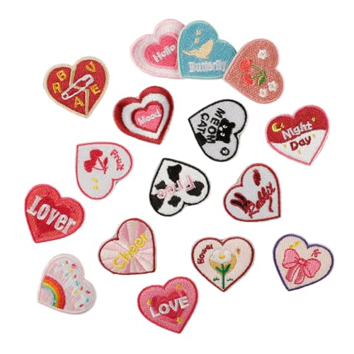 16 PCs Love Heart Sticked Flecken Eisen Auf Flecken Bögen Reparaturflecken Blumen Nähflecken Für Kleiderbeutel von Hrtyvhin