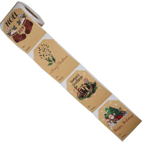 200 Stück selbstklebende Weihnachtsetiketten, Geschenkaufkleber, Etiketten, Weihnachtsnamen-Aufkleber, 5,1 x 7,6 cm, beschreibbar für Geschenkboxen von Hrtyvhin
