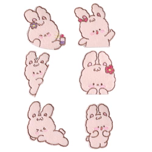 6 PCs Bestickte Flecken Cartoon Kaninchen Auf Flecken Applique Flecken Eisen Auf Flecken Nähflecken Für Kleiderbeutel von Hrtyvhin