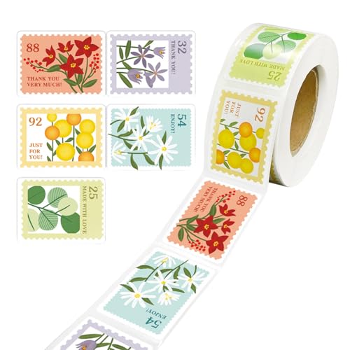 Hrtyvhin 1 Rolle Vintage-Blumenaufkleber, Glasaufkleber, Retro-Blumenetiketten-Aufkleber, selbstklebende Geschenkaufkleber für die Küche von Hrtyvhin