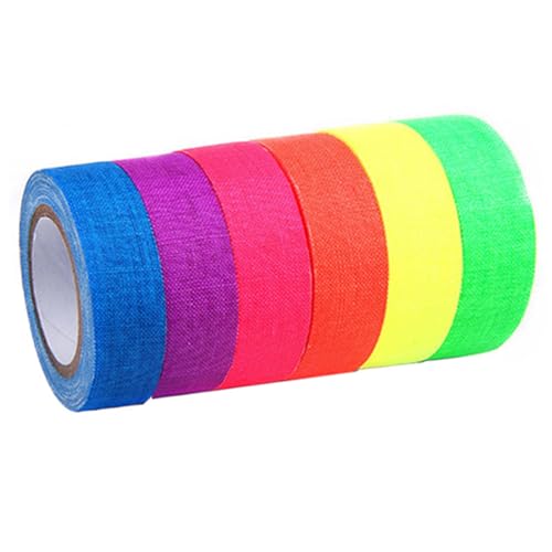 Hrtyvhin 6 Rollen Set Stoffbänder, selbstklebende fluoreszierende Stoffbänder, leuchtendes Klebeband für und Dekorationen von Hrtyvhin