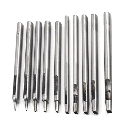 Leder-Lochstanz-Set, 0,5 - 5 mm, Lederstanzwerkzeug, Hohllochstanzer für Uhrenarmband, Gürtel, Leinwand, 10 Stück Leder-Lochstanz-Set, 0,5 - 5 mm, Lederstanzwerkzeug, Hohllochstanzer für Uhrenarmband, Gürtel, Leinwand, 10 Stück von Hrtyvhin