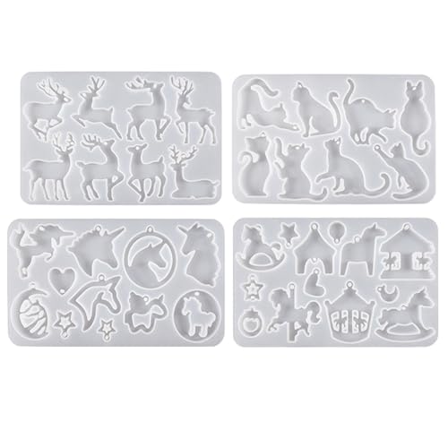 Set mit 4 auffälligen Ohrringen mit Tiermotiven, Ohranhänger, Silikonformen, Epoxidharz, Ohrschmuck, Schmuckwerkzeug von Hrtyvhin