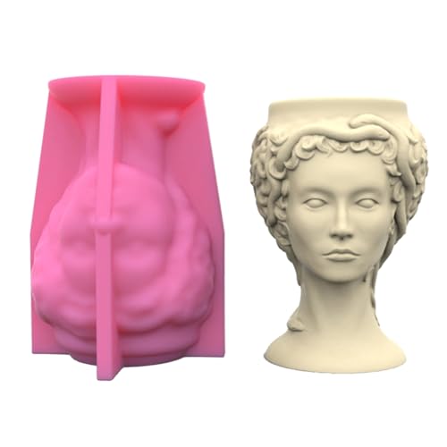Silikonform mit 3D-Damenkopf, Gips-Blumentopf, Epoxidharz, Gießform, Sukkulenten, Vase, Zementform, Halterform von Hrtyvhin