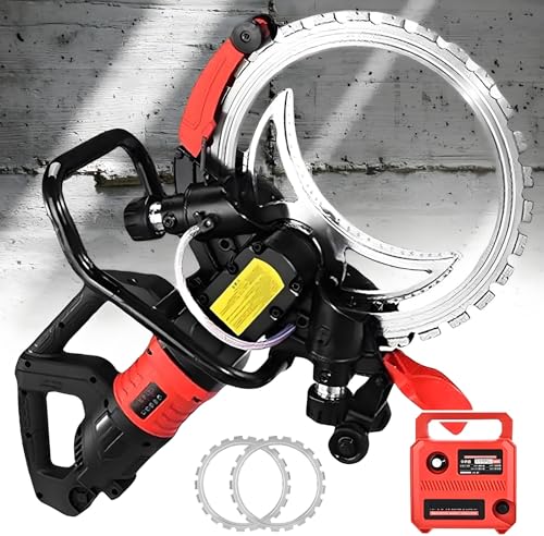 Hrxllb Verbesserte elektrische Betonsäge mit 2 16-Zoll-Sägeblättern, 8980 W/9500 W toroidale elektrische Betonwand-Nutsäge, Schnitttiefe 11,4 Zoll, Ringsägenschneider zum Schlitzen von Ziegeln(8980W) von Hrxllb