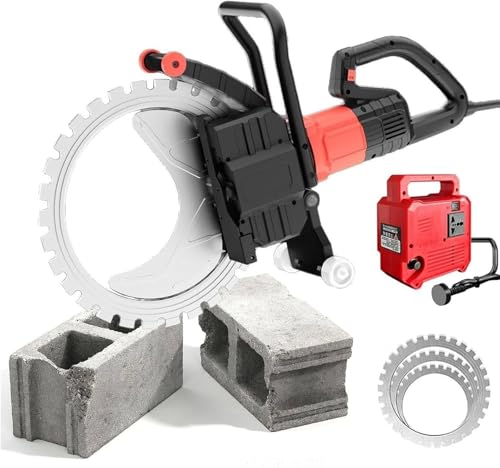 Hrxllb Verbesserte elektrische Ring-Betonsäge mit 3 Sägeblättern, 8980 W toroidale elektrische Betonwand-Nutsäge, Nasswasserversorgung, Schnitttiefe 12"/16"/20" zum Schlitzen von Ziegeln von Hrxllb