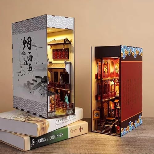 2 Teiliges DIY Puppenhaus Buchecken Set 3D Buchecken Set Mit LED Licht Kreativitäts Bibliothekseinsatz Gangdekoration DIY Buchecken Sets Für Erwachsene von Hryx