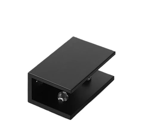 HsePank 4 Stück/Packung Glasklammern Klemmen Space Aluminium LJ69K Überzogene Klammern Regalhalter Unterstützung Halbkreis Rechteck Schwarz Hardware(Rectangle Black x4) von HsePank