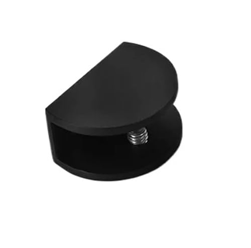 HsePank 4 Stück/Packung Glasklammern Klemmen Space Aluminium LJ69K Überzogene Klammern Regalhalter Unterstützung Halbkreis Rechteck Schwarz Hardware(Semicircle Black x4) von HsePank