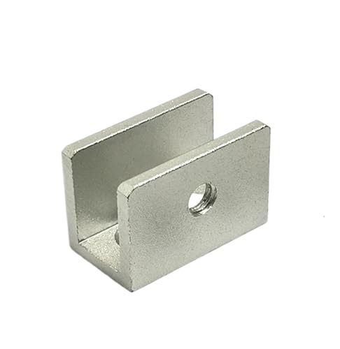 HsePank 6 Stück halbrunde Glasklemmen, quadratische Regalhalterungen aus Aluminium, Nickel-Finish, Eckhalterungsclips for dicke Möbelbeschläge(LJ69F18 Clamp 5-8mm) von HsePank
