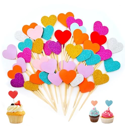 100 Stück Muffin Deko Herzen Cupcake Topper, Zahnstocher Kuchen Cocktail, Herzen Glitter Kuchen Topper Cupcake Picks Herzen Muffin Topper Geburtstag für Geburtstagspartys Ice-Cream Party Dekoration 100 Stück Muffin Deko Herzen Cupcake Topper, Zahnstocher Kuchen Cocktail, Herzen Glitter Kuchen Topper Cupcake Picks Herzen Muffin Topper Geburtstag für Geburtstagspartys Ice-Cream Party Dekoration von HsentimenH