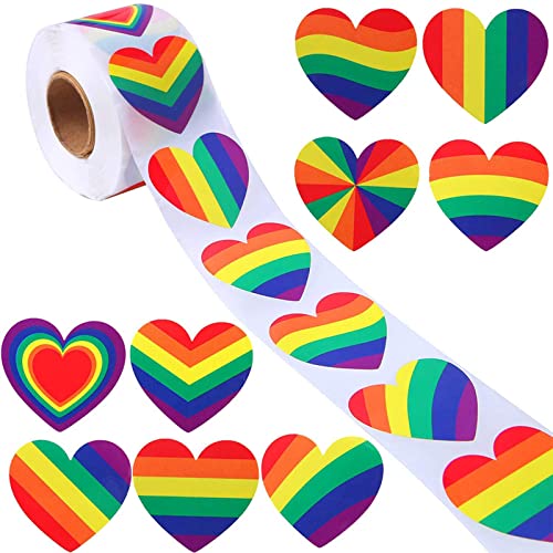 1000 Stück Gay Pride Aufkleber, Regenbogen Herz Aufkleber，LGBT Regenbogen Sticker, Love Pride Stickers Gay Pride Aufkleber für Party Bar Festival Karneval Gay Pride Event (2 Rollen) von HsentimenH