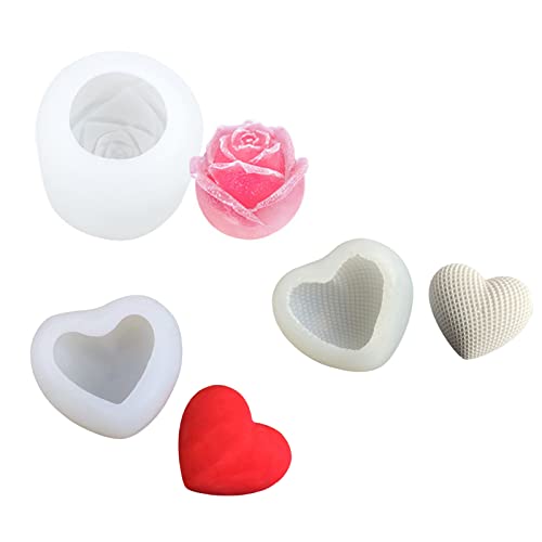 3 Stück Kerzenform Silikon, 3D Kerzenform Rosen Herz, DIY Blumen Kerzen Formen, Silikon Liebe Rose Kerzengießformen, Kerzenformen zum Gießen für Fondant Schokoladen Mousse Kuchen Dekoration 3 Stück Kerzenform Silikon, 3D Kerzenform Rosen Herz, DIY Blumen Kerzen Formen, Silikon Liebe Rose Kerzengießformen, Kerzenformen zum Gießen für Fondant Schokoladen Mousse Kuchen Dekoration von HsentimenH