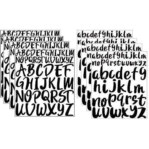 HsentimenH 8 Blatt Selbstklebende Buchstaben Aufkleber, 2,5cm & 5cm, Vinyl, Schwarz, Typografisch, Repositionierbar, Glänzend, Wasserfest, Outdoor, für Fenster, Poster, Auto & Sammelalbum von HsentimenH