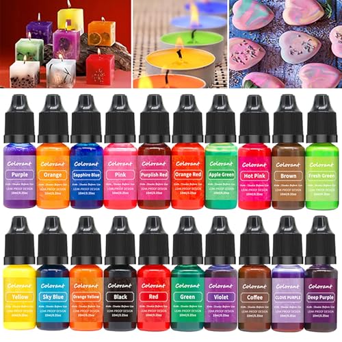 Kerzenfarbe, 16 Farben Kerzenfarbe für Sojawachs, Ölbasierte hochkonzentrierte Kerzenfarbstoff für Kerzenherstellung, flüssiger Kerzenwachsfarbstoff für Wachsschmelzen, Kerzenfarben für Kerzenfarbe, 16 Farben Kerzenfarbe für Sojawachs, Ölbasierte hochkonzentrierte Kerzenfarbstoff für Kerzenherstellung, flüssiger Kerzenwachsfarbstoff für Wachsschmelzen, Kerzenfarben für von HshDUti