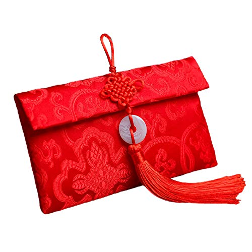 Seidenrote Umschläge, HongBao Kartenumschlag, Geschenkpapier, rote Glücks-Geldtasche für chinesisches Neujahr, Frühlingsfest, Geburtstag und Hochzeit J von HshDUti
