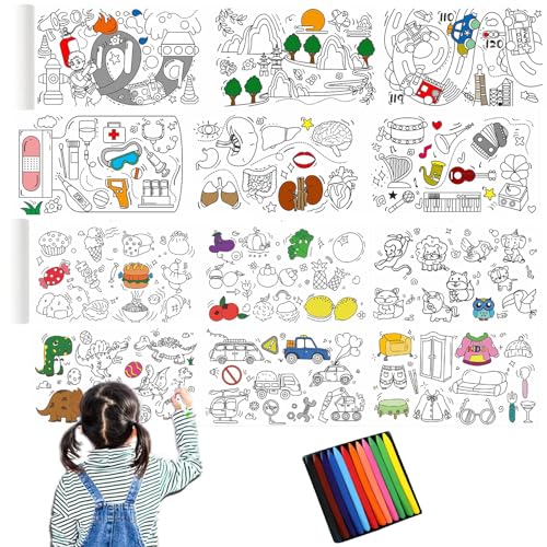 Hshenjhu 2 Stück Zeichnungsrolle für Kinder, 30 X 300 cm Schneidbare Zeichenrolle Kinder, Kinder DIY Malerei Malrolle Coloring Paper mit 12 Buntstiften, für Mädchen, Jungen, Geburtstagsgeschenke Hshenjhu 2 Stück Zeichnungsrolle für Kinder, 30 X 300 cm Schneidbare Zeichenrolle Kinder, Kinder DIY Malerei Malrolle Coloring Paper mit 12 Buntstiften, für Mädchen, Jungen, Geburtstagsgeschenke von Hshenjhu